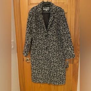 Sebby Collection Leopard Print Long Coat - Sz L - NWT